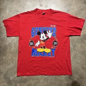 Vintage 90s Genuine Mickey Florida Disney Red T-Shirt